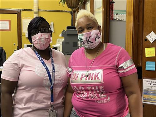 Staff members wear Pink for awareness of Breast Cancer